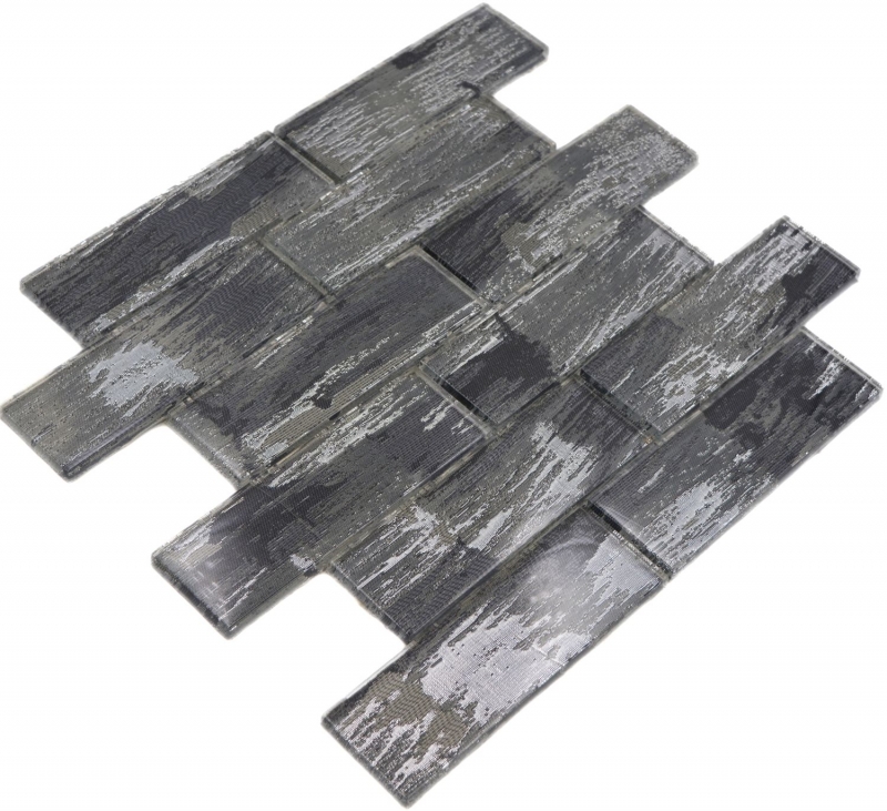 Hand pattern glass mosaic mosaic tile black with silver glossy wall kitchen bathroom shower MOS88-SW02_m