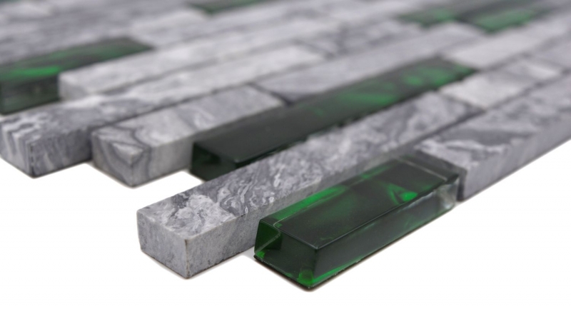 Hand pattern natural stone glass mosaic gray with green glossy wall kitchen bathroom shower - MOS87-0405_m