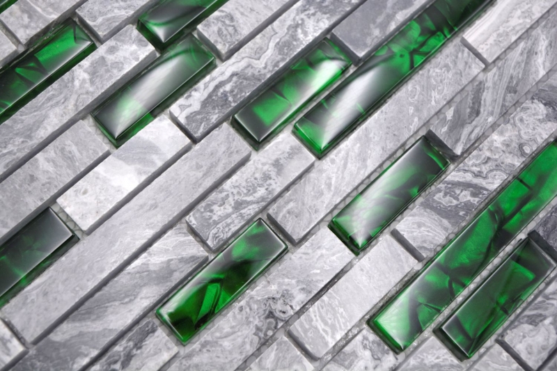 Hand pattern natural stone glass mosaic gray with green glossy wall kitchen bathroom shower - MOS87-0405_m