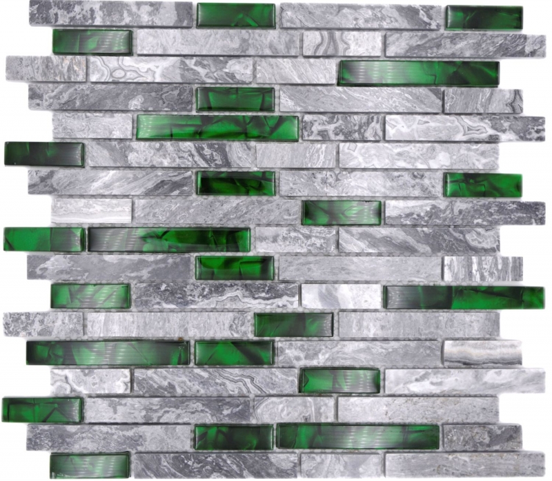 Hand pattern natural stone glass mosaic gray with green glossy wall kitchen bathroom shower - MOS87-0405_m