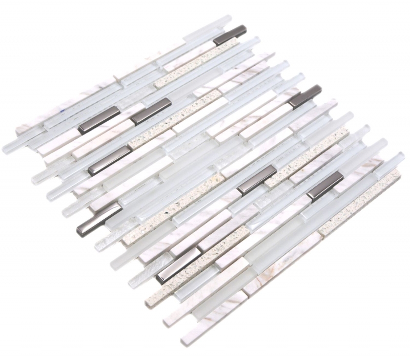 Hand sample natural stone glass mosaic composite/stone white glossy wall kitchen bathroom shower - MOS86-SV62_m