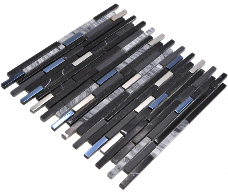 Hand sample natural stone glass mosaic composite/stone black glossy wall kitchen bathroom shower - MOS86-SV73_m