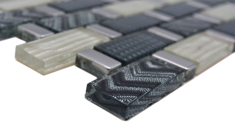 Hand-painted glass mosaic mosaic tile gray silver gold glossy wall kitchen bathroom shower - MOS83-MW20_m