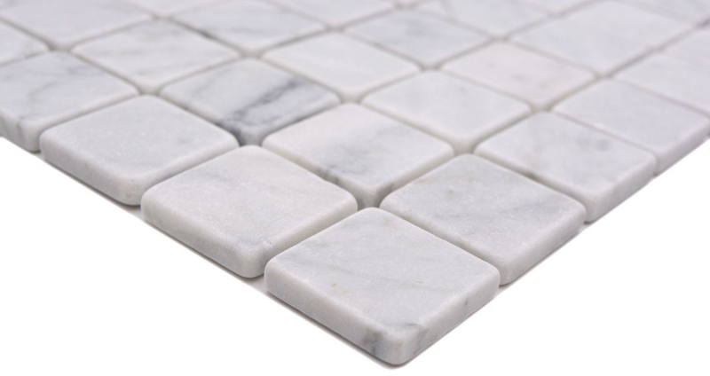 Hand sample natural stone mosaic marble white carrara look matt wall floor kitchen bathroom shower MOS42-32-2000_m