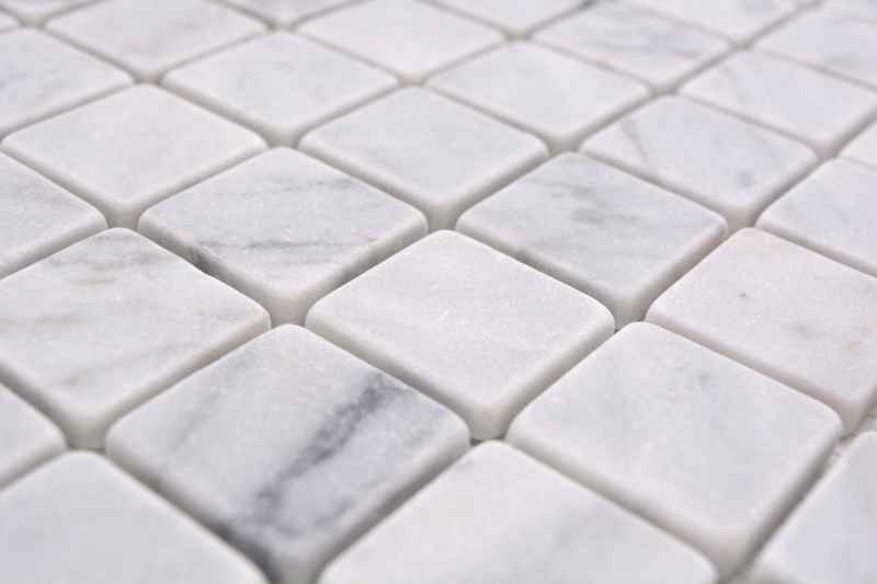 Hand sample natural stone mosaic marble white carrara look matt wall floor kitchen bathroom shower MOS42-32-2000_m