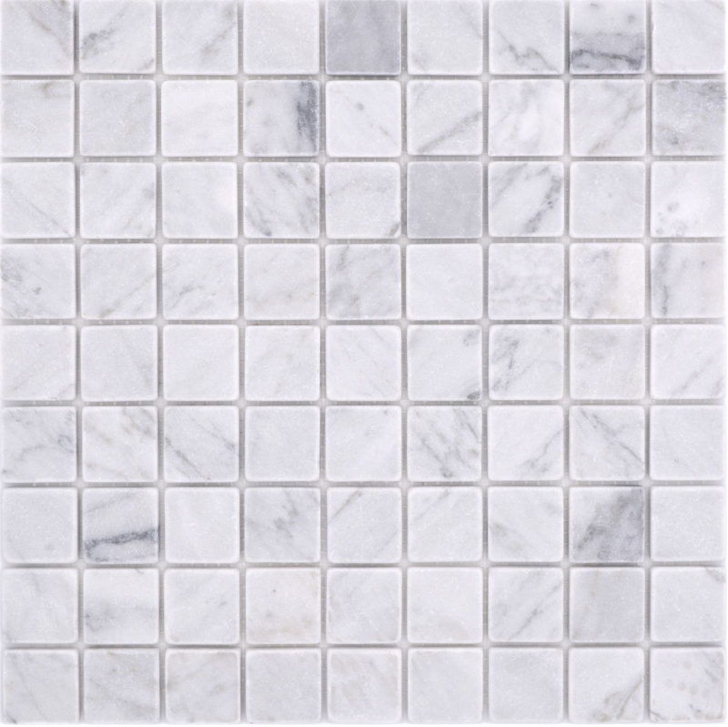 Hand sample natural stone mosaic marble white carrara look matt wall floor kitchen bathroom shower MOS42-32-2000_m