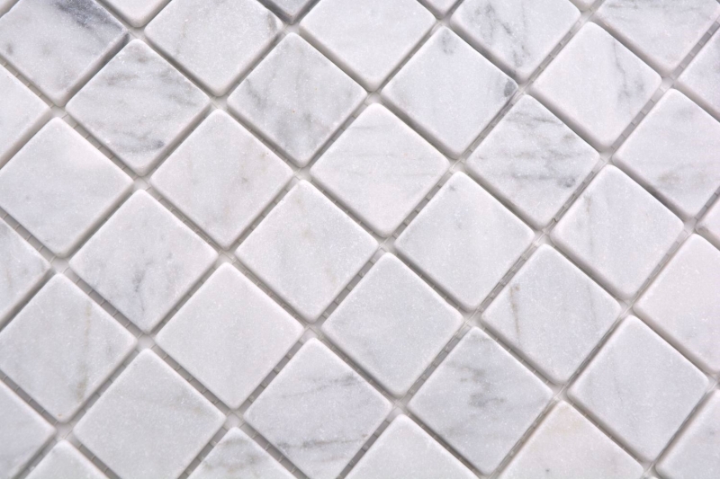 Hand sample natural stone mosaic marble white carrara look matt wall floor kitchen bathroom shower MOS42-32-2000_m