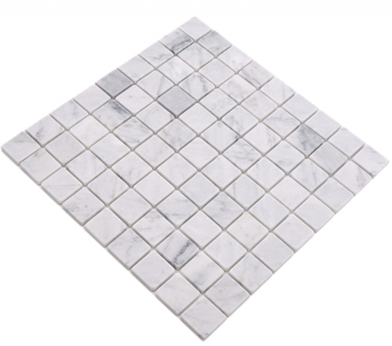 Hand sample natural stone mosaic marble white carrara look matt wall floor kitchen bathroom shower MOS42-32-2000_m