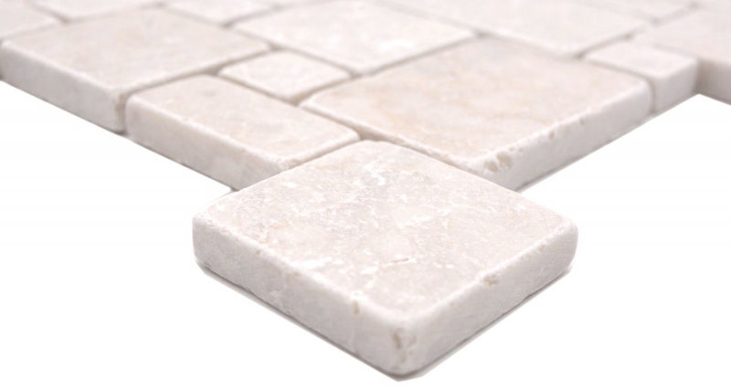 Hand-painted natural stone mosaic tiles marble ivory matt wall floor kitchen bathroom shower MOS40-FP41_m