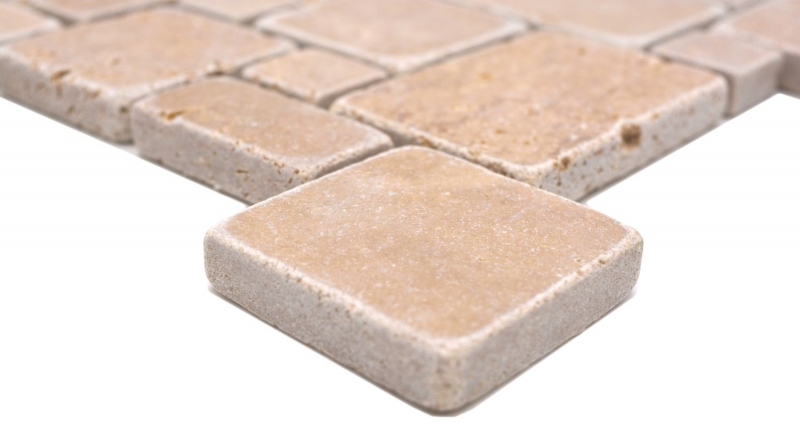 Hand sample natural stone mosaic tiles travertine walnut matt wall floor kitchen bathroom shower MOS40-FP44_m