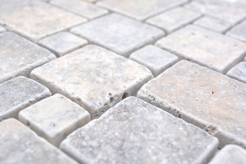 Hand sample natural stone mosaic tiles travertine white-grey matt wall floor kitchen bathroom shower MOS40-FP47_m