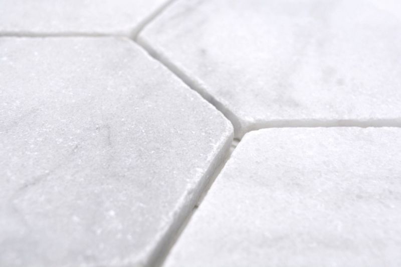 Hand-painted natural stone mosaic tiles marble white matt wall floor kitchen bathroom shower MOS42-HX142_m