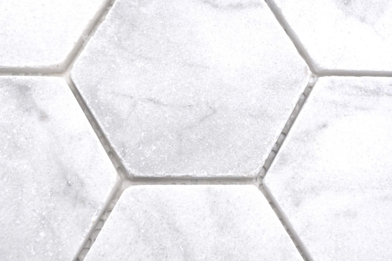 Hand-painted natural stone mosaic tiles marble white matt wall floor kitchen bathroom shower MOS42-HX142_m