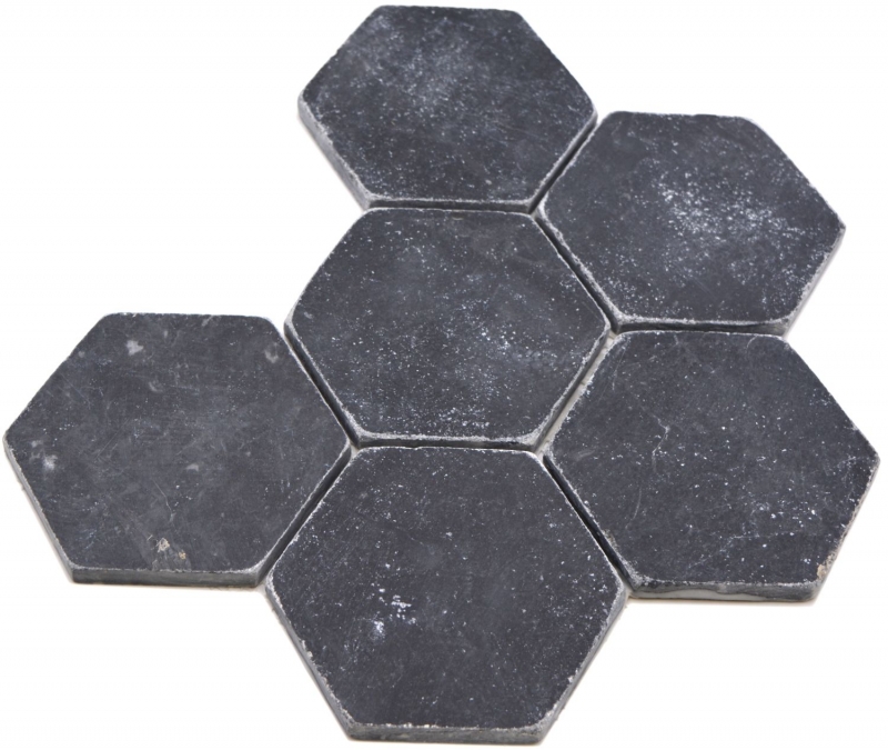 Hand-painted natural stone mosaic tiles marble black matt wall floor kitchen bathroom shower MOS42-HX143_m