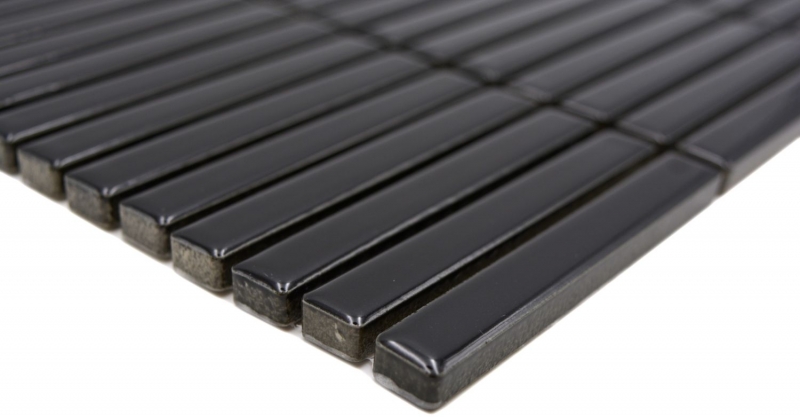 Hand-painted ceramic mosaic mosaic tiles black glossy wall kitchen bathroom shower MOS24-CG21_m