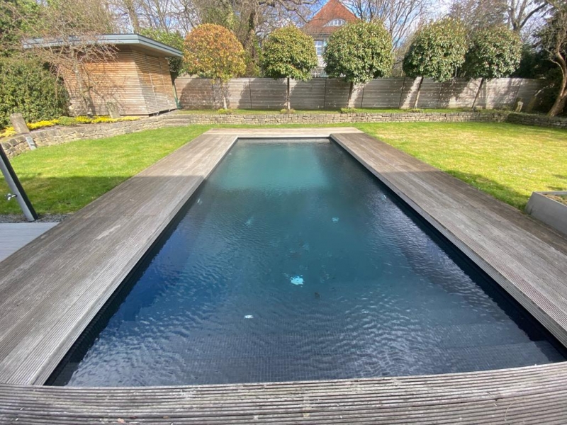 Glass mosaic pool mosaic floating mosaic gray basalt look dark gray paper-bonded for pool - MOS200-A09