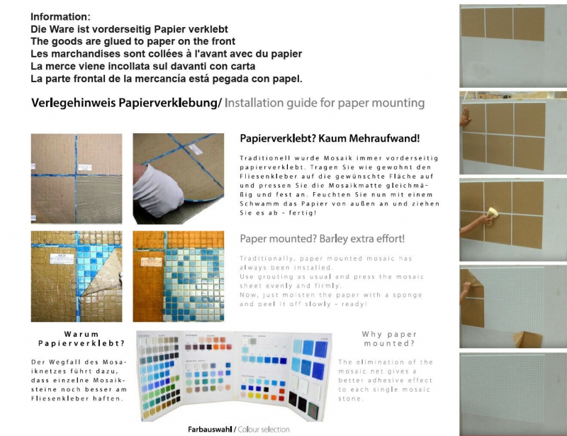 Glass mosaic mosaic tile Pastel Blue Gray Classic paper-bonded - MOS200-A52