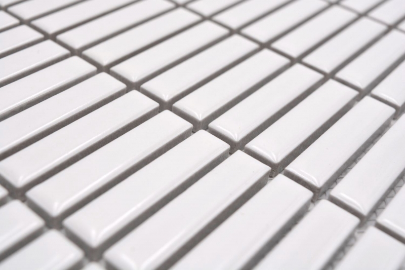 Ceramic mosaic rods retro 50s 60s straps white glossy MOS24-BM1