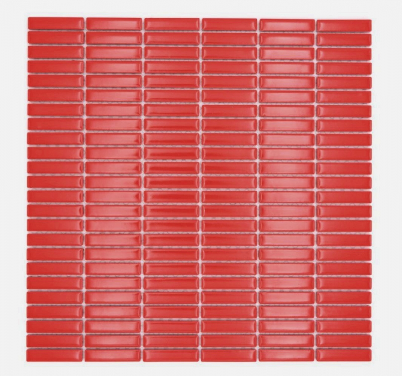 Ceramic mosaic rods retro 50s 60s straps red glossy MOS24-BM7