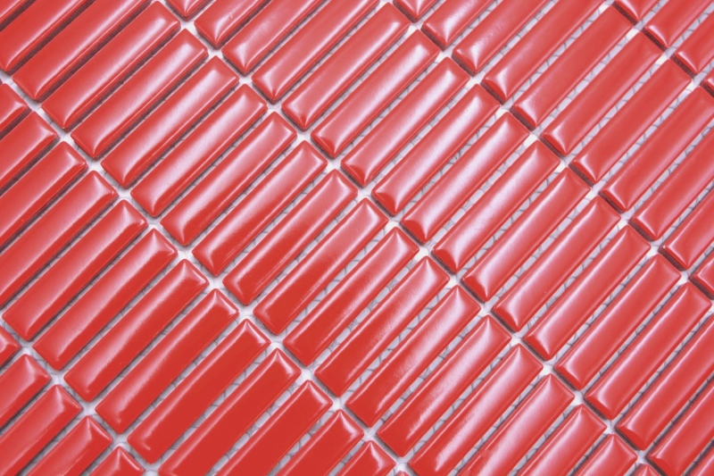 Ceramic mosaic rods retro 50s 60s straps red glossy MOS24-BM7