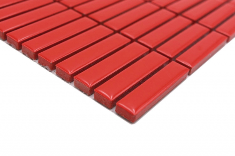 Ceramic mosaic rods retro 50s 60s straps red glossy MOS24-BM7