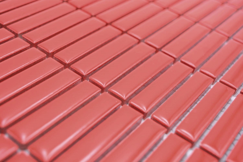 Ceramic mosaic rods retro 50s 60s straps red glossy MOS24-BM7