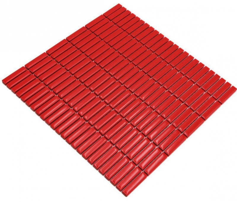 Ceramic mosaic rods retro 50s 60s straps red glossy MOS24-BM7