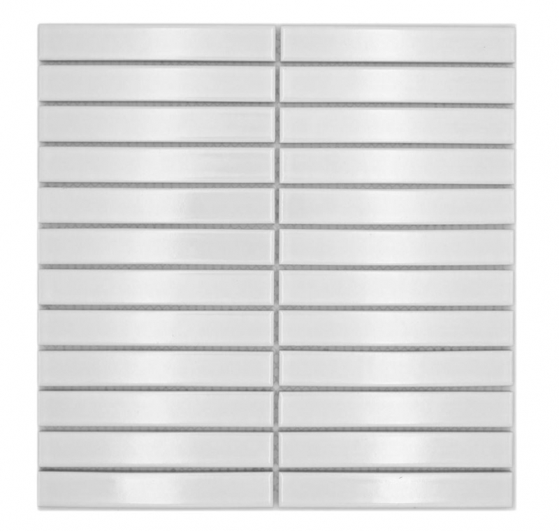 Ceramic mosaic rods Modern Art white glossy MOS24-S10