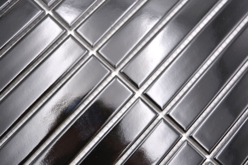 Ceramic mosaic rods Modern Art black glossy MOS24-S50