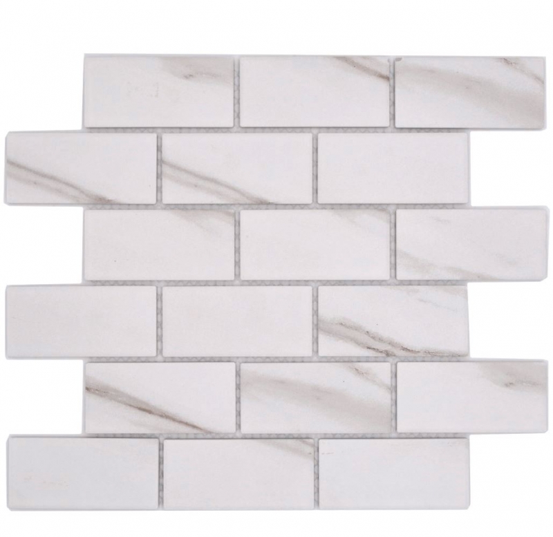 Ceramic mosaic tile bonded wall tile Calacatta white gray-brown matt MOS26M-1112