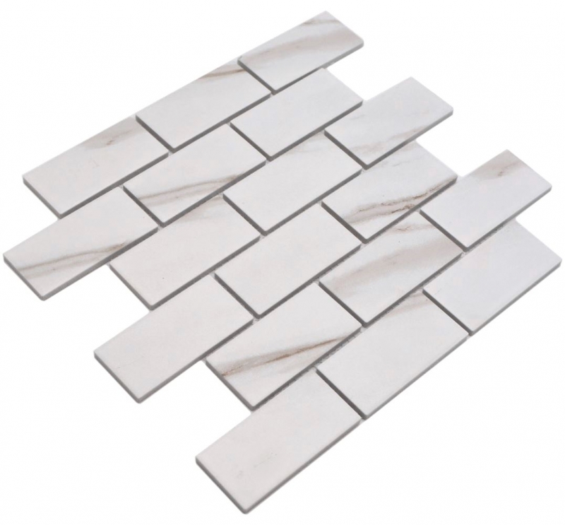 Ceramic mosaic tile bonded wall tile Calacatta white gray-brown matt MOS26M-1112