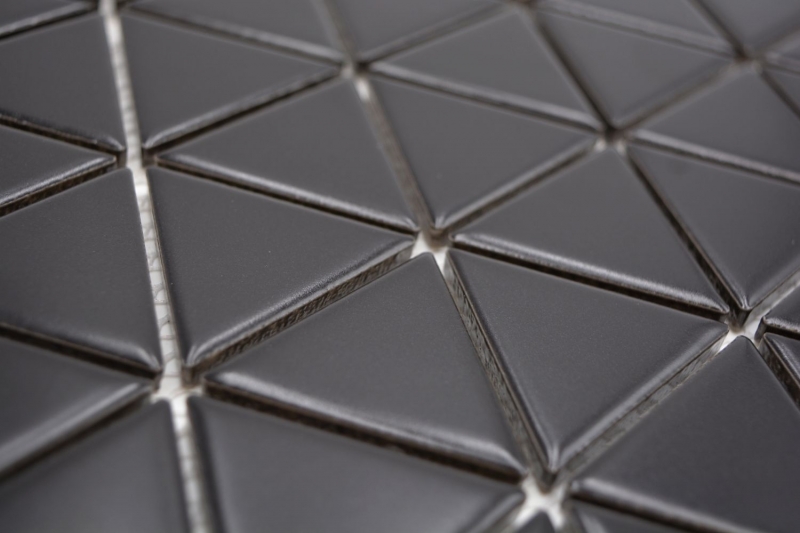 Ceramic mosaic tile triangle diamond plain black matt MOS13-t49