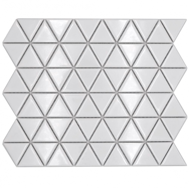 Ceramic mosaic tile triangle diamond plain white glossy MOS13-t51