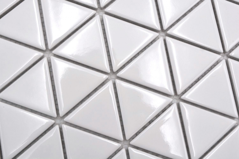 Ceramic mosaic tile triangle diamond plain white glossy MOS13-t51