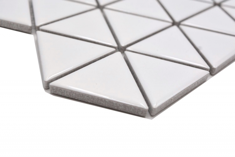 Ceramic mosaic tile triangle diamond plain white glossy MOS13-t51