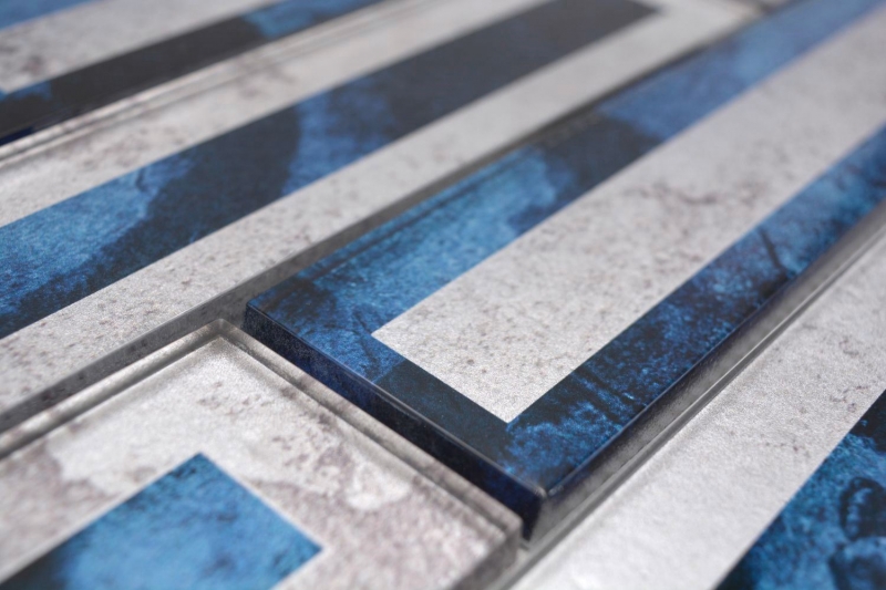 Glass mosaic mosaic tile 2D look black blue gray shaded MOS88-W9