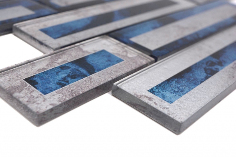 Glass mosaic mosaic tile 2D look black blue gray shaded MOS88-W9