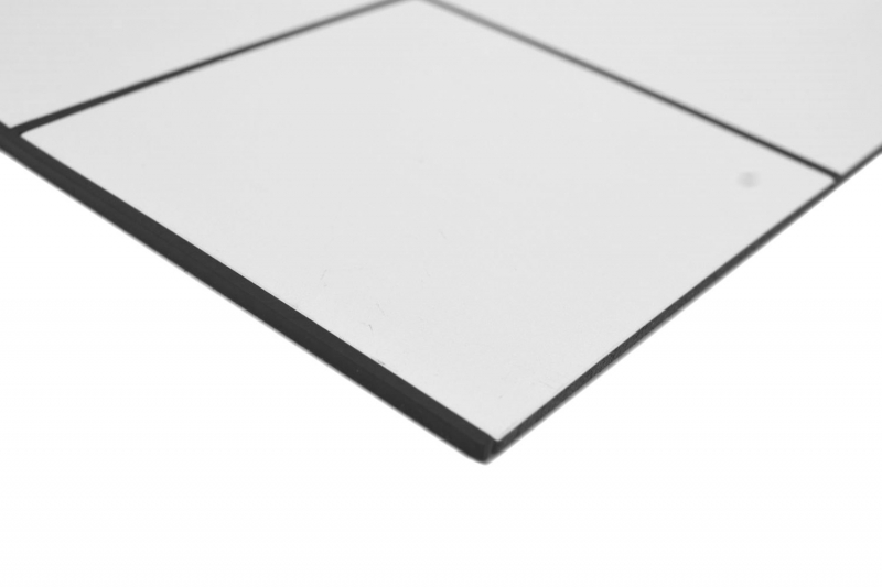 Self-adhesive mosaic mat metal white tile look with black joint MOS200-W01