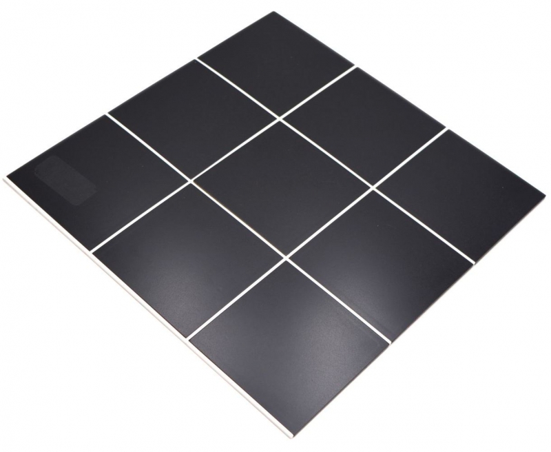 Self-adhesive mosaic mat metal black tile look with white joint MOS200-B03
