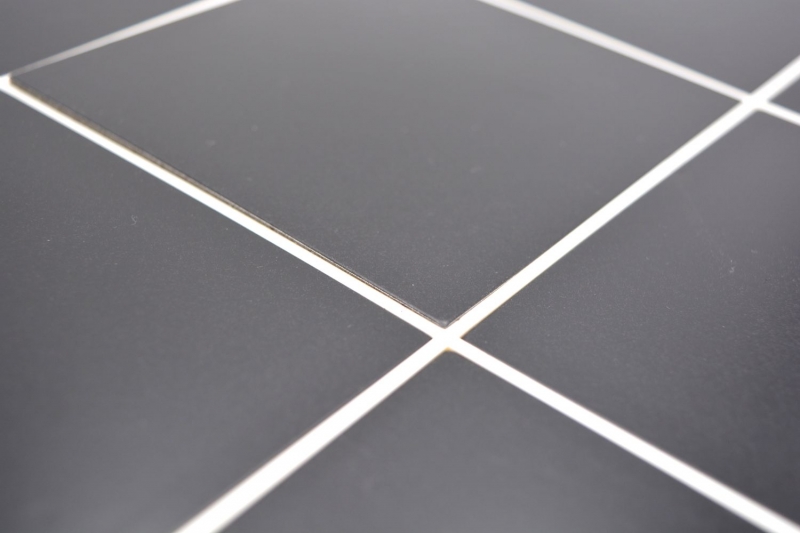 Self-adhesive mosaic mat metal black tile look with white joint MOS200-B03