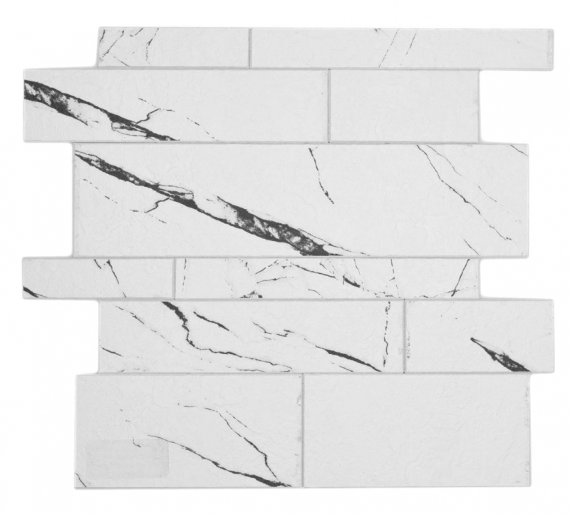 Self-adhesive mosaic mat vinyl stone look white black gray Carrara look rectangular MOS200-SP02