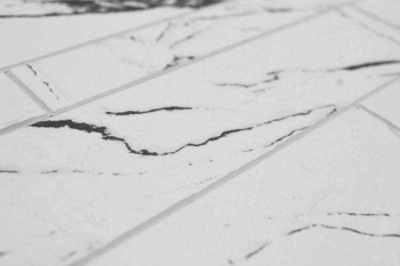 Self-adhesive mosaic mat vinyl stone look white black gray Carrara look rectangular MOS200-SP02