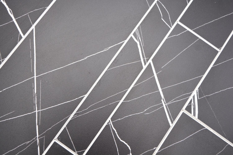 Self-adhesive mosaic mat vinyl stone look black white Carrara look rectangular MOS200-SP04
