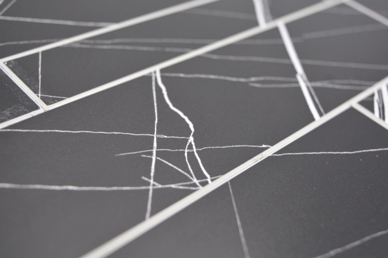Self-adhesive mosaic mat vinyl stone look black white Carrara look rectangular MOS200-SP04