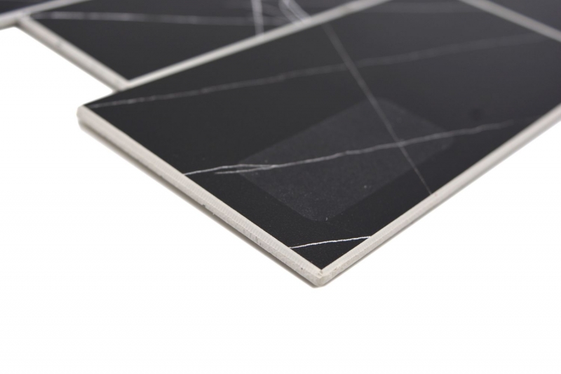 Self-adhesive mosaic mat vinyl stone look black white Carrara look rectangular MOS200-SP04