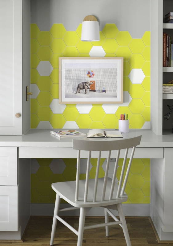 Self-adhesive hexagon vinyl mosaic tile yellow MOS200-S07