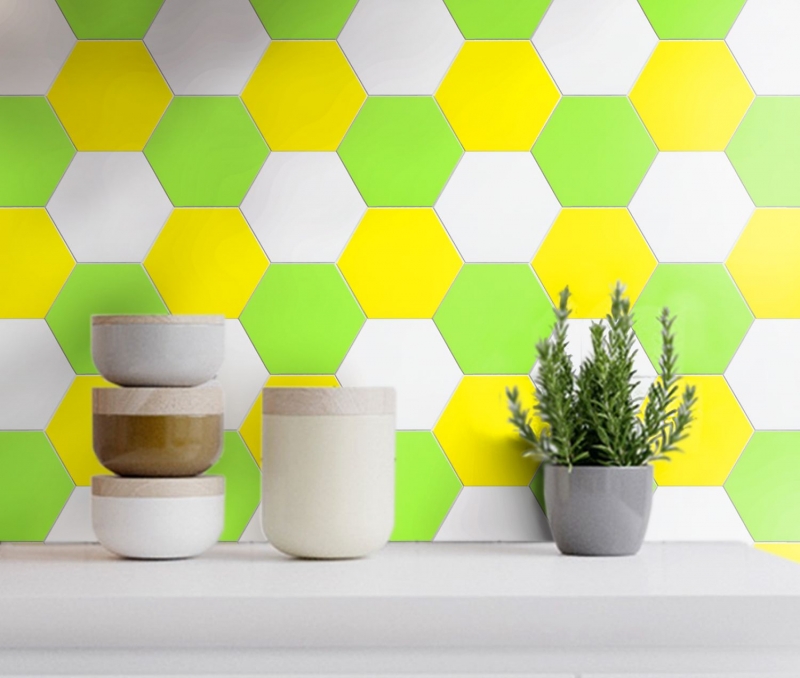Self-adhesive hexagon vinyl mosaic tile yellow MOS200-S07
