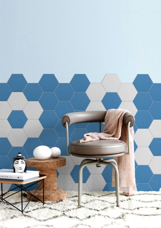 Self-adhesive hexagon vinyl mosaic tile blue MOS200-S04