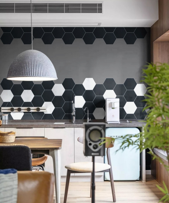 Self-adhesive hexagon vinyl mosaic tile black MOS200-S03