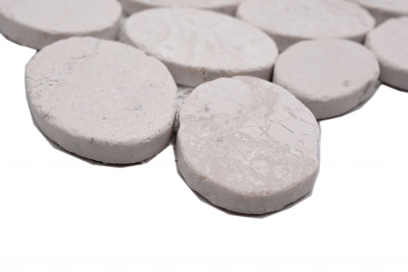 River pebbles Stone pebbles Stone floor cut flat white cream MOS30-0101